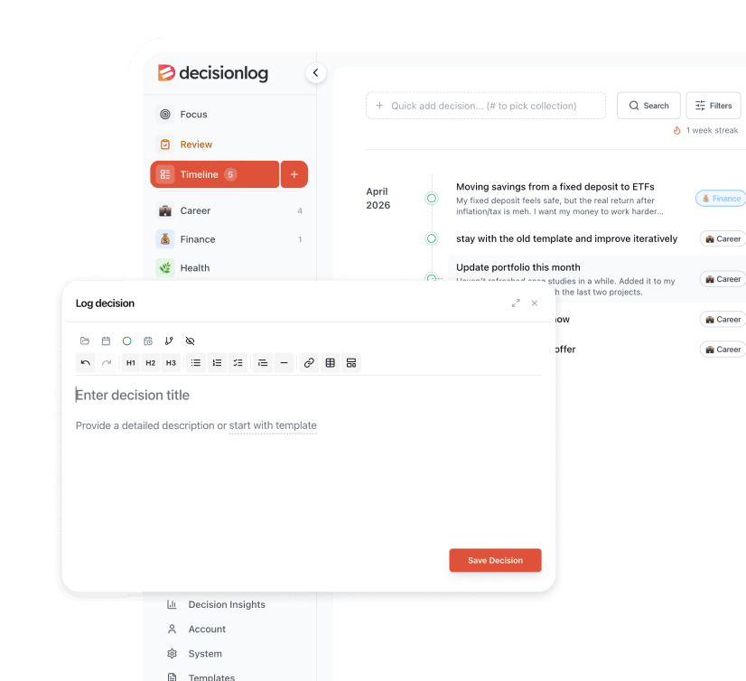 Decision Log Dashboard - Light Theme